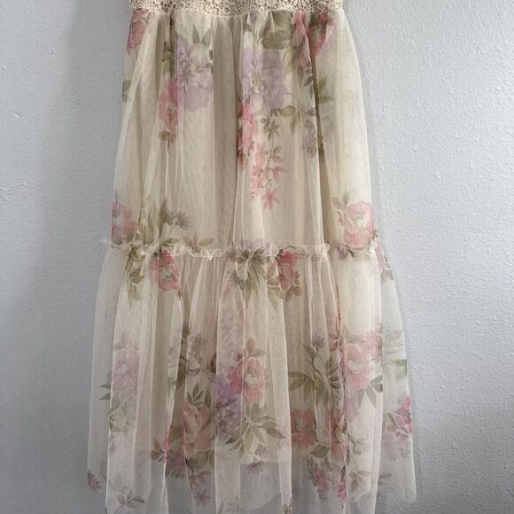 Zunie Dress Kids Floral 8 Tulle Tiered Ball Gown Formal Party Holiday - Picture 3 of 10